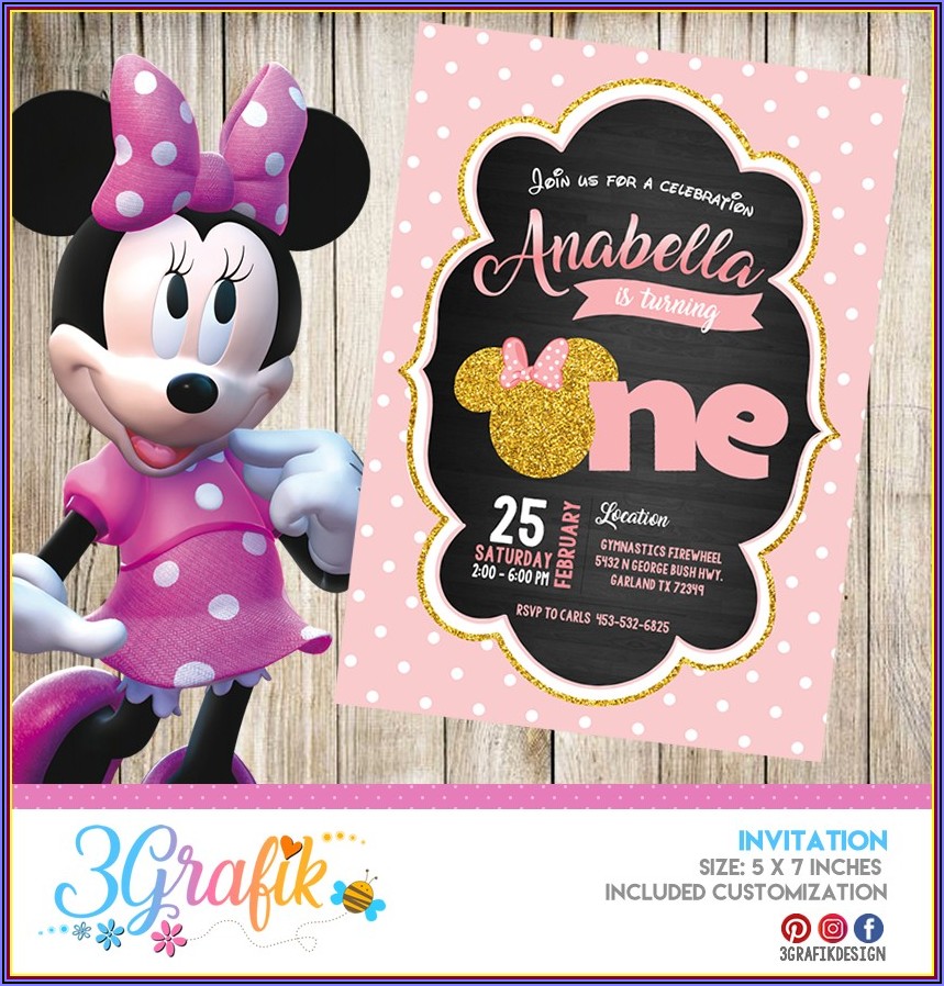 Editable Minnie Mouse Invitation Template Free