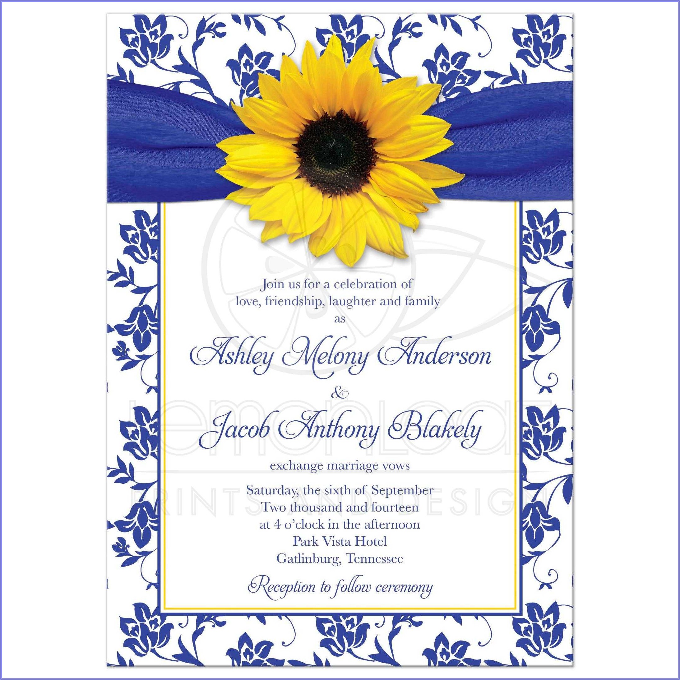 Elegant Royal Blue And Silver Wedding Invitations