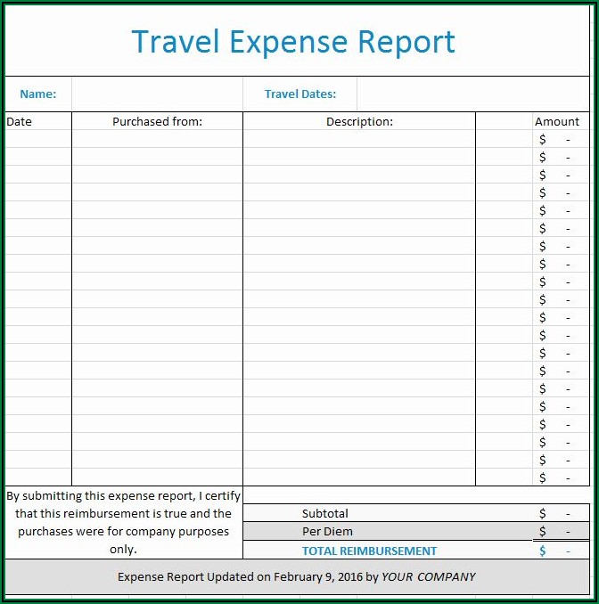 Expense Report Forms Free