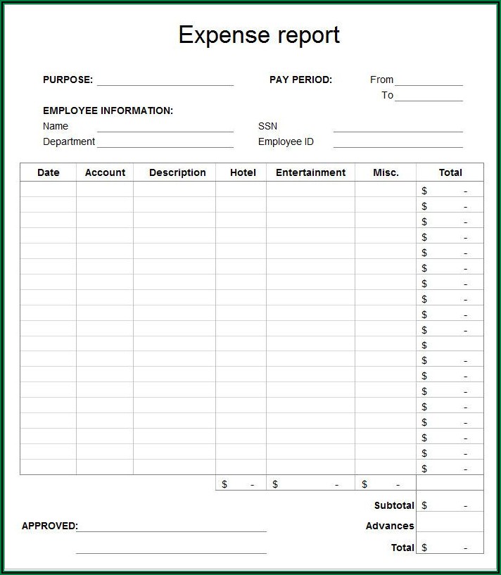 Expense Report Template Free