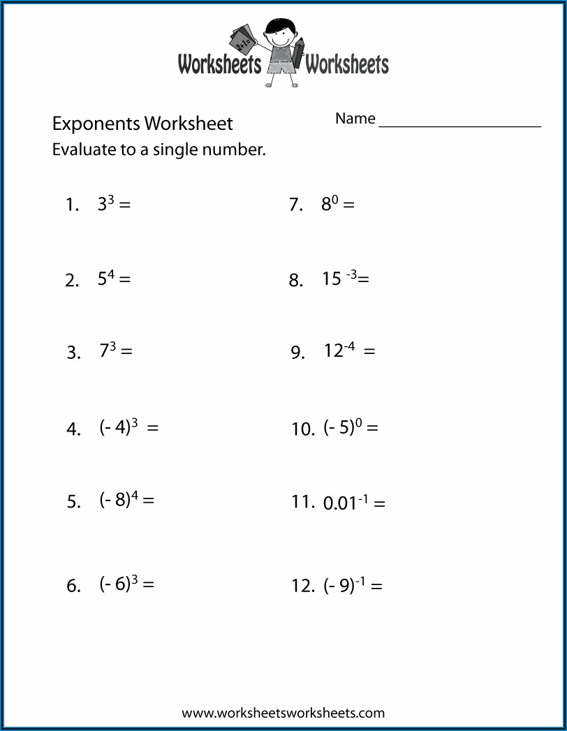 Exponents With Whole Number Bases Worksheet