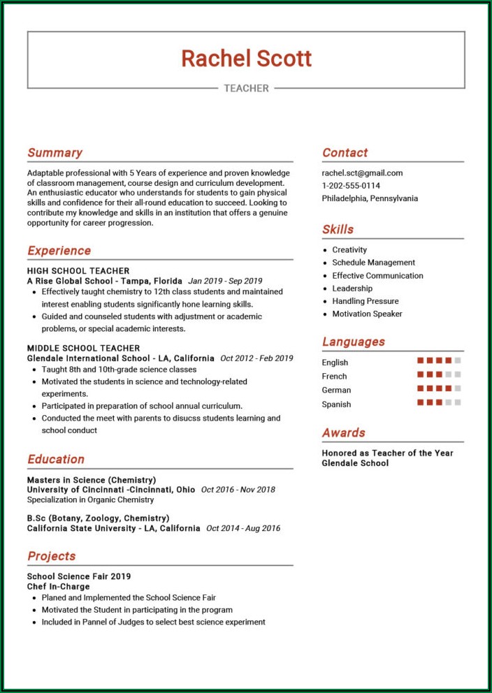 Free Examples Of Professional Resumes