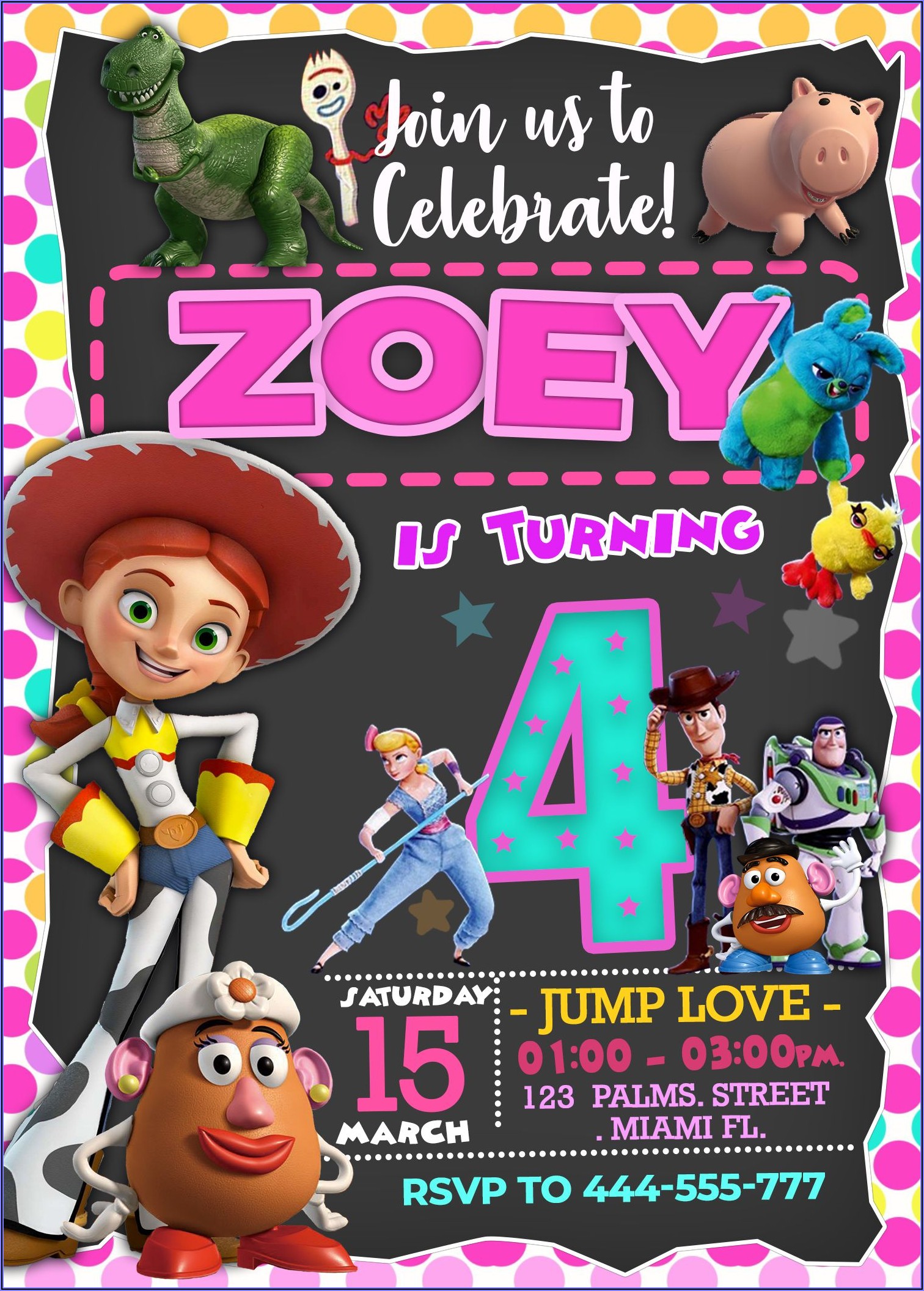 Free Personalized Toy Story 4 Birthday Invitations