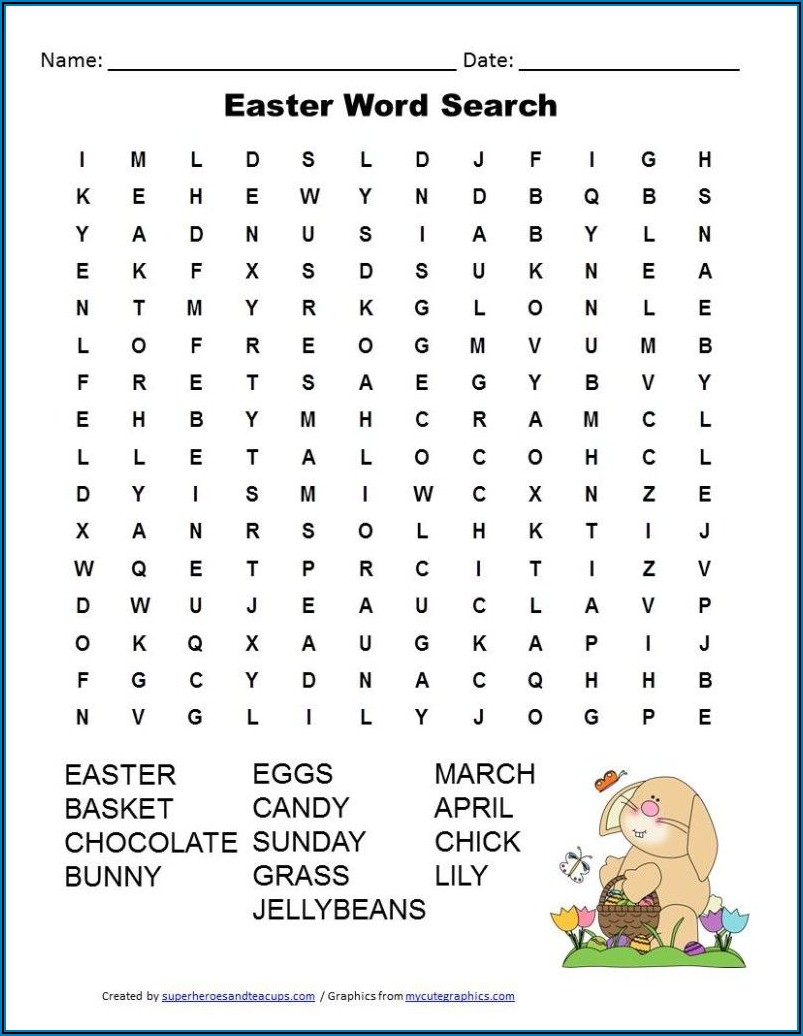 Free Printable Easter Wordsearch For Adults