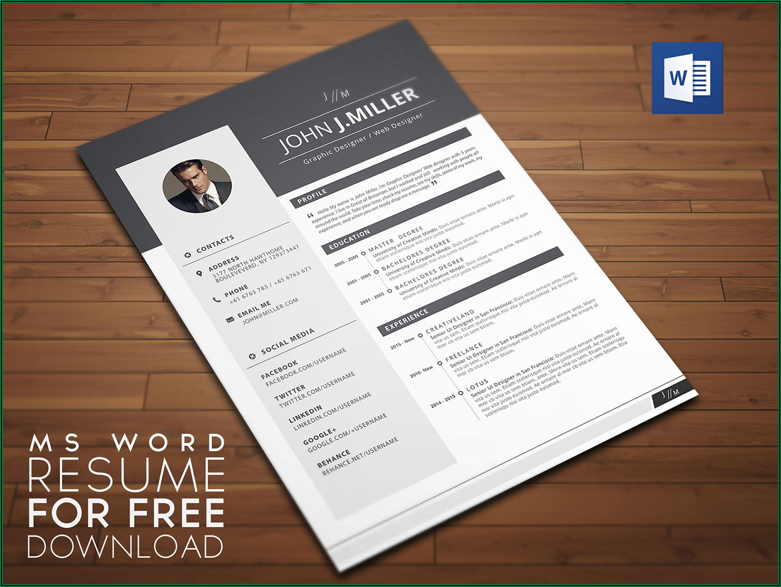 Free Professional Cv Format In Ms Word