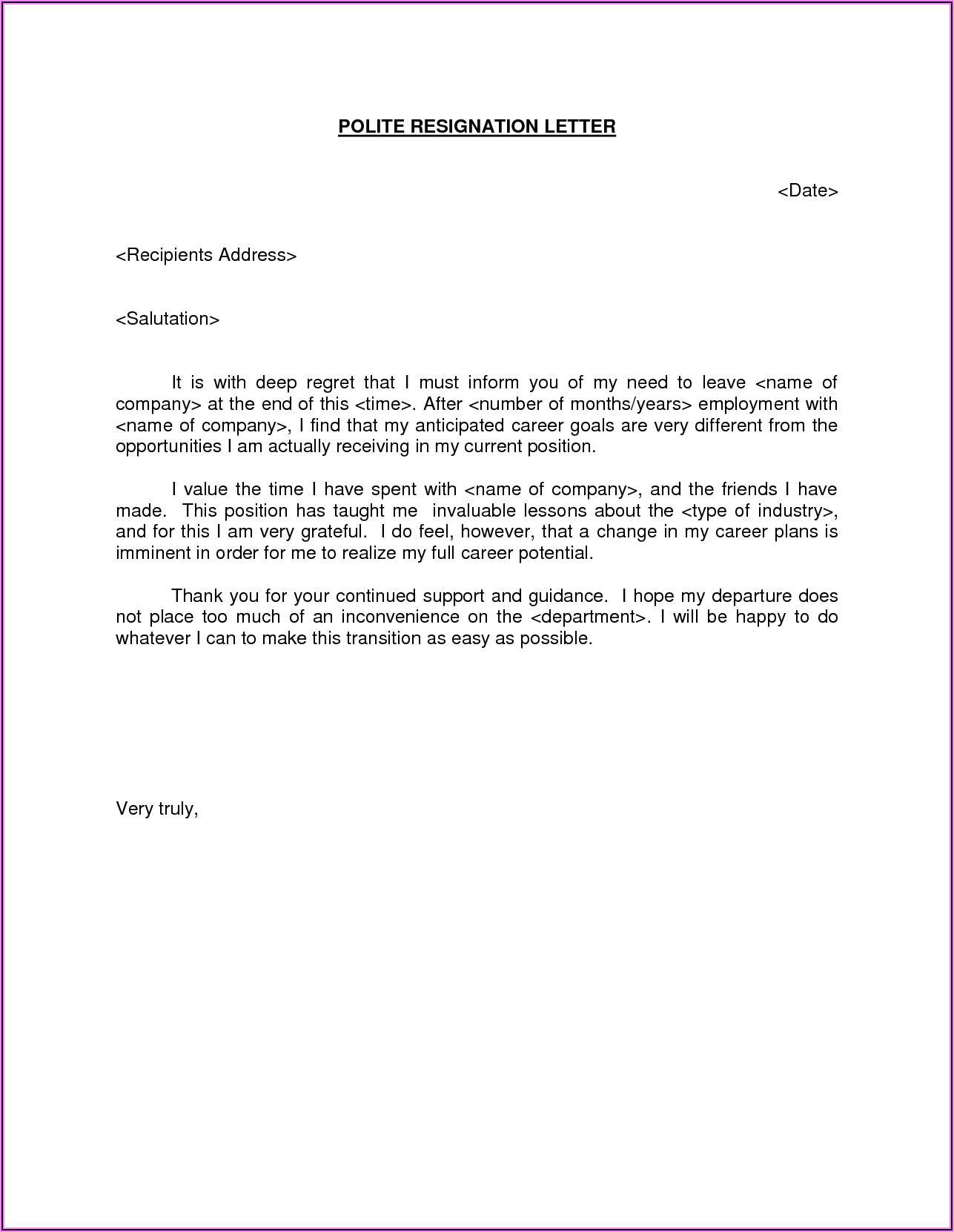 Free Sample Retirement Resignation Letter