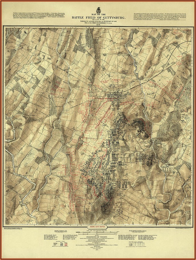 Gettysburg Battlefield Map Day 2