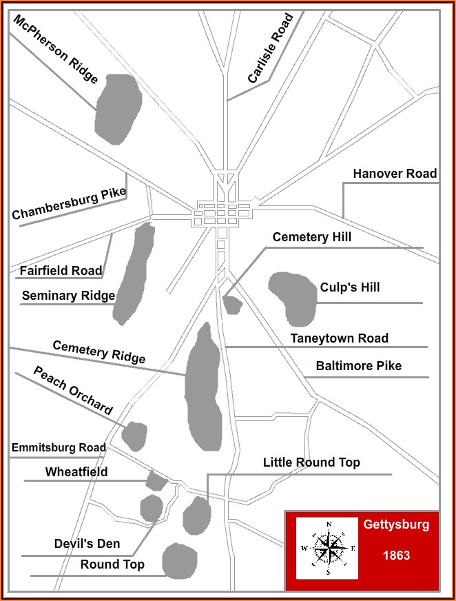 Gettysburg Battlefield Map Little Round Top