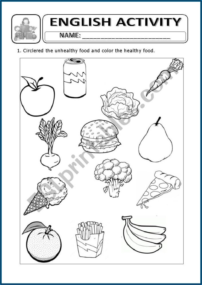Healthy Food Worksheet For Kindergarten