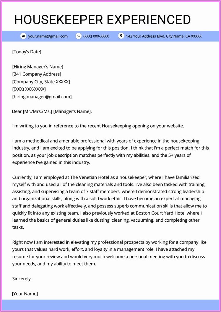 House Cleaning Cover Letter Examples