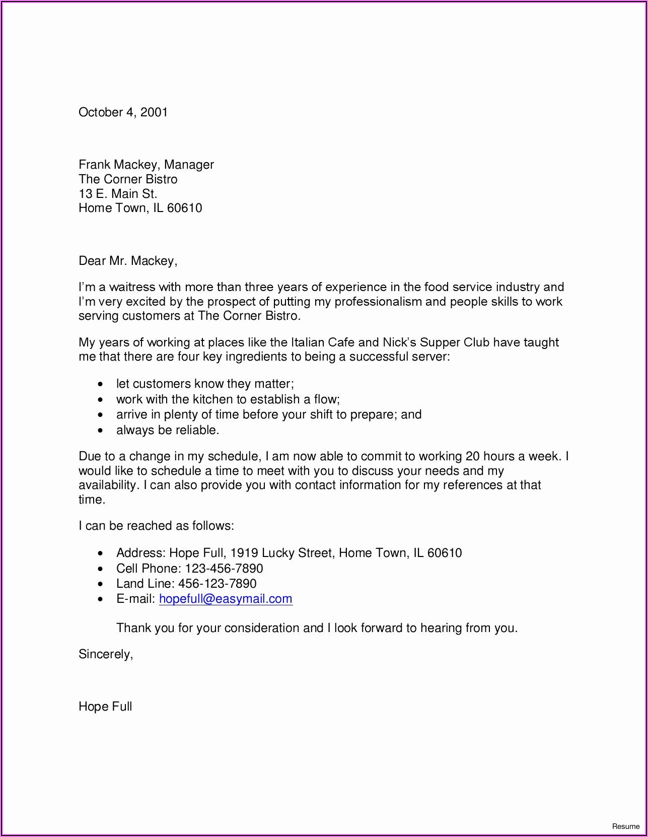 Housekeeping Cover Letter Examples