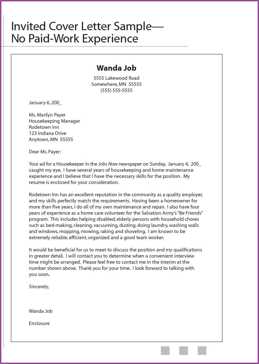 Housekeeping Room Attendant Cover Letter No Experience