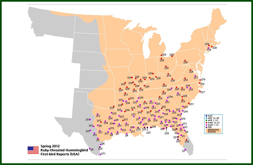 Hummingbird Fall Migration Map 2018
