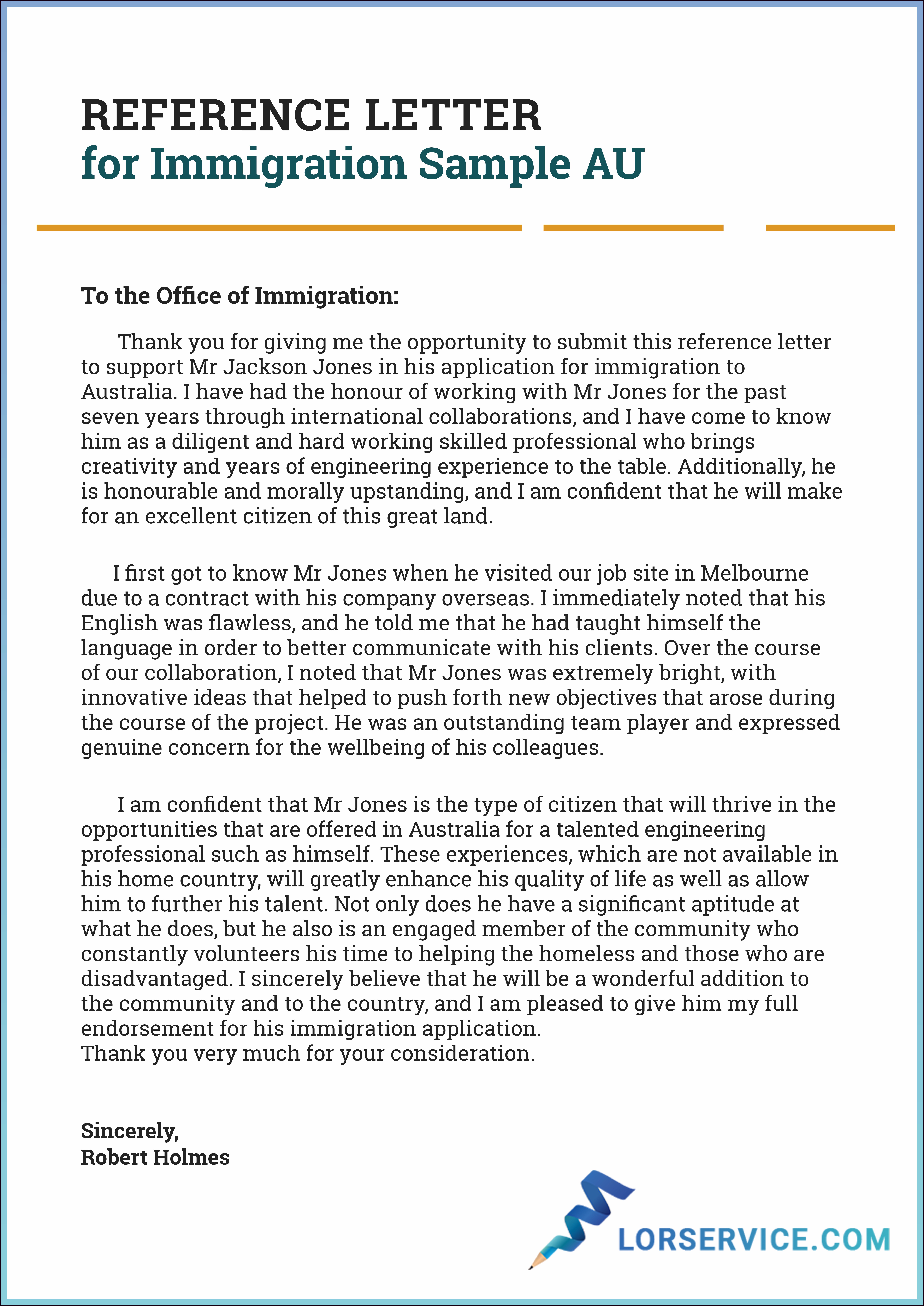 Immigration Reference Letter Sample
