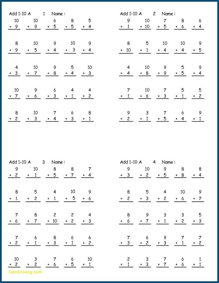 Math Addition And Subtraction Worksheets 1st Grade