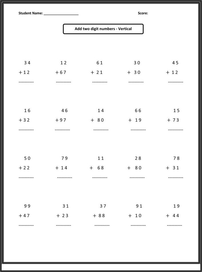 Math Addition And Subtraction Worksheets For 3rd Grade
