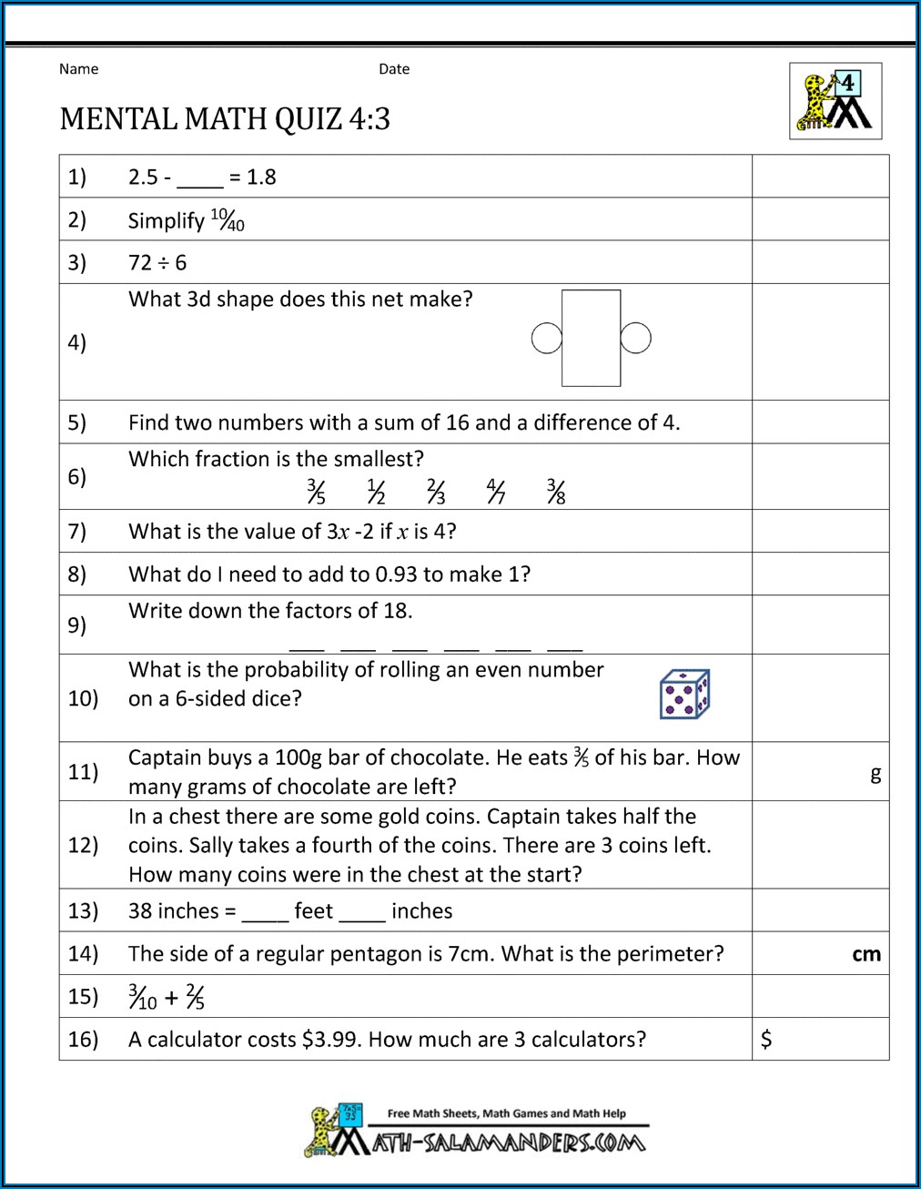 Math Addition Worksheets For Grade 3