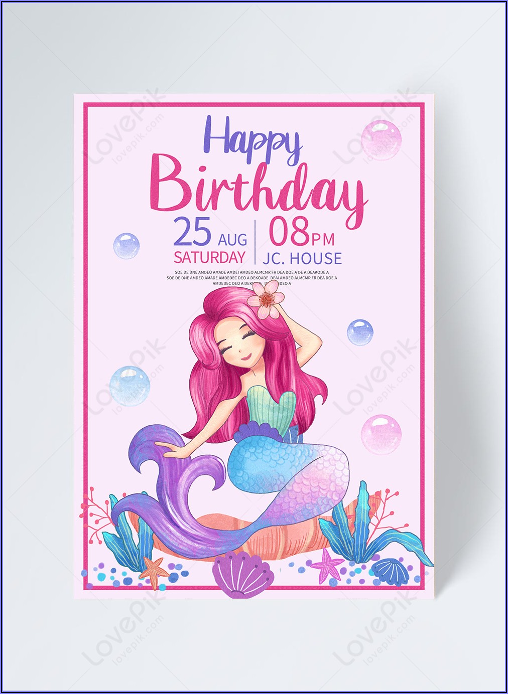 Mermaid Birthday Invitation Template Free