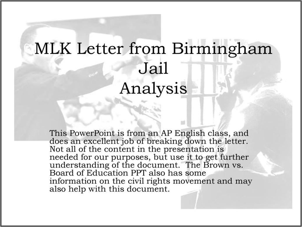 Mlk Letter From Birmingham Jail Analysis