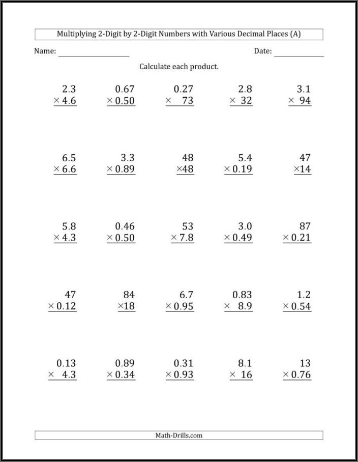 Multiplication Worksheet 1 12 Pdf
