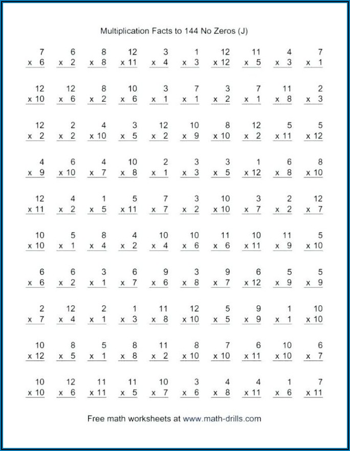 Multiplication Worksheet 1 12