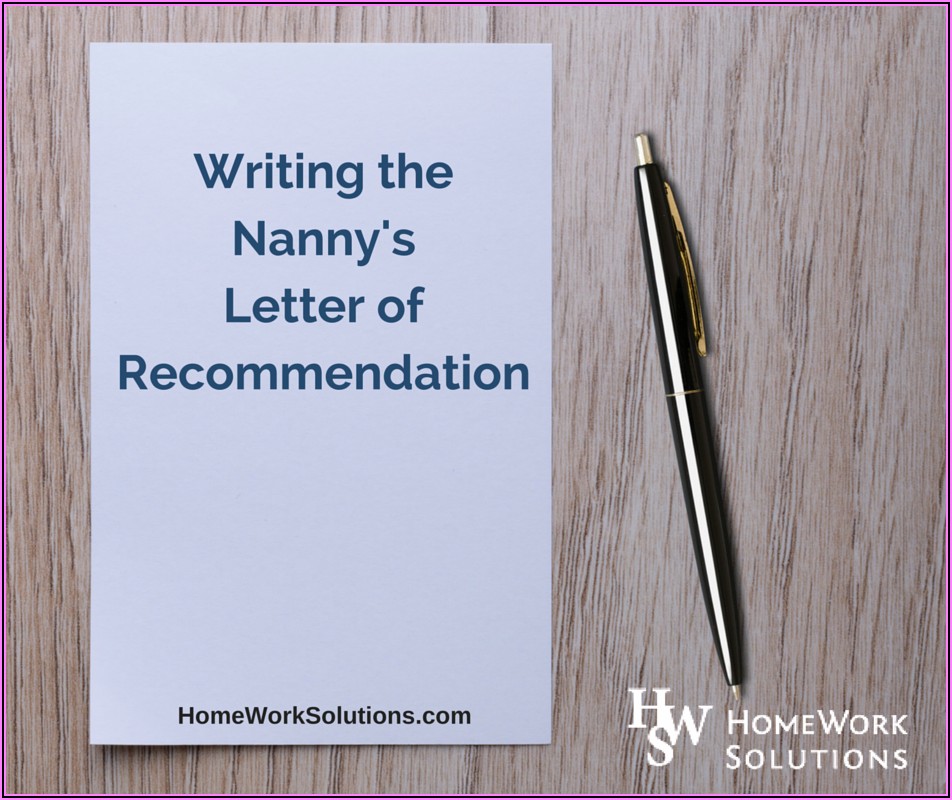 Nanny Recommendation Letter Example