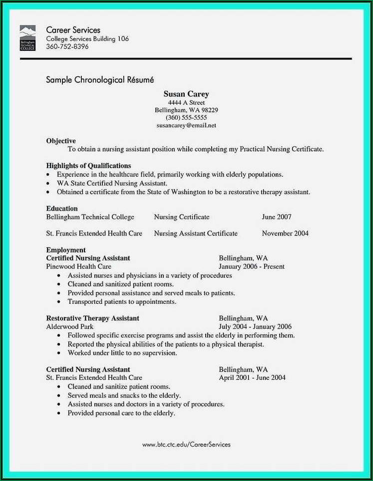 Objective On Resume For Restorative Nursing Assistant