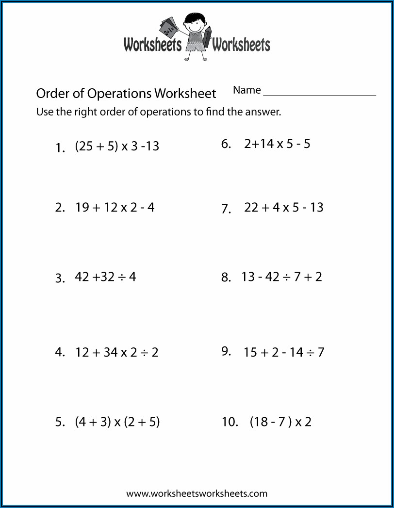 Order Of Operations Addition And Subtraction Worksheets Grade 2