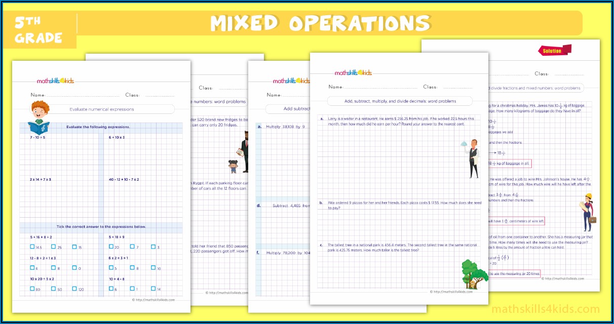 Order Of Operations Involving Addition And Subtraction Worksheets