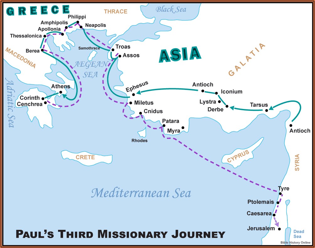 Paul's Missionary Journey Map Timeline