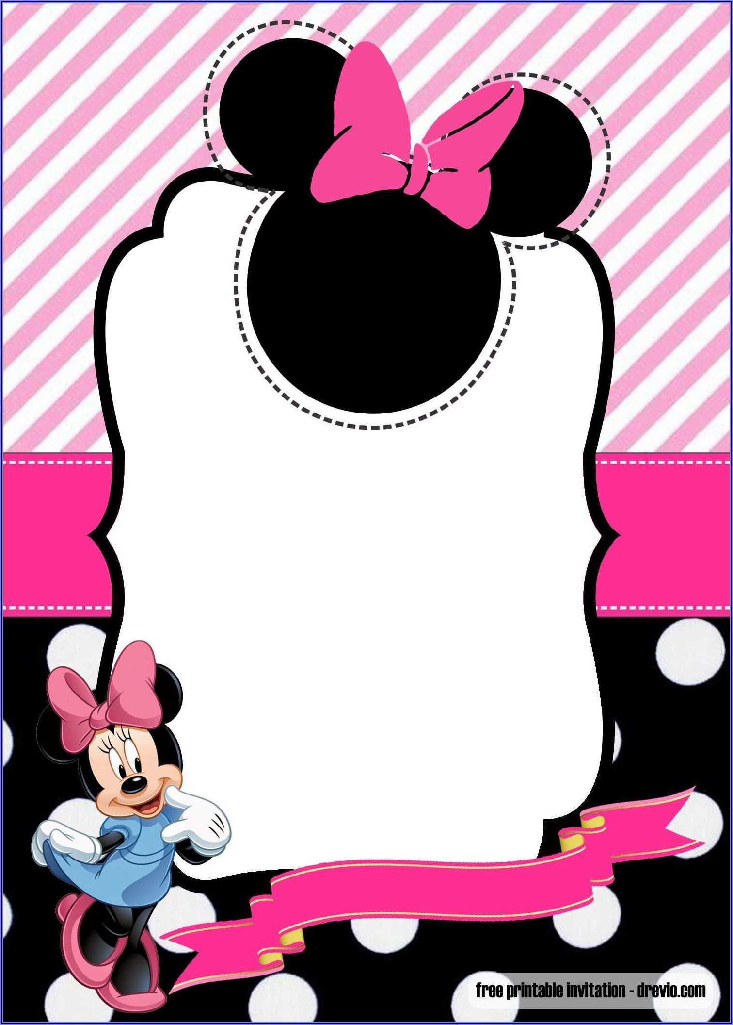Personalized Editable Minnie Mouse Invitation Template