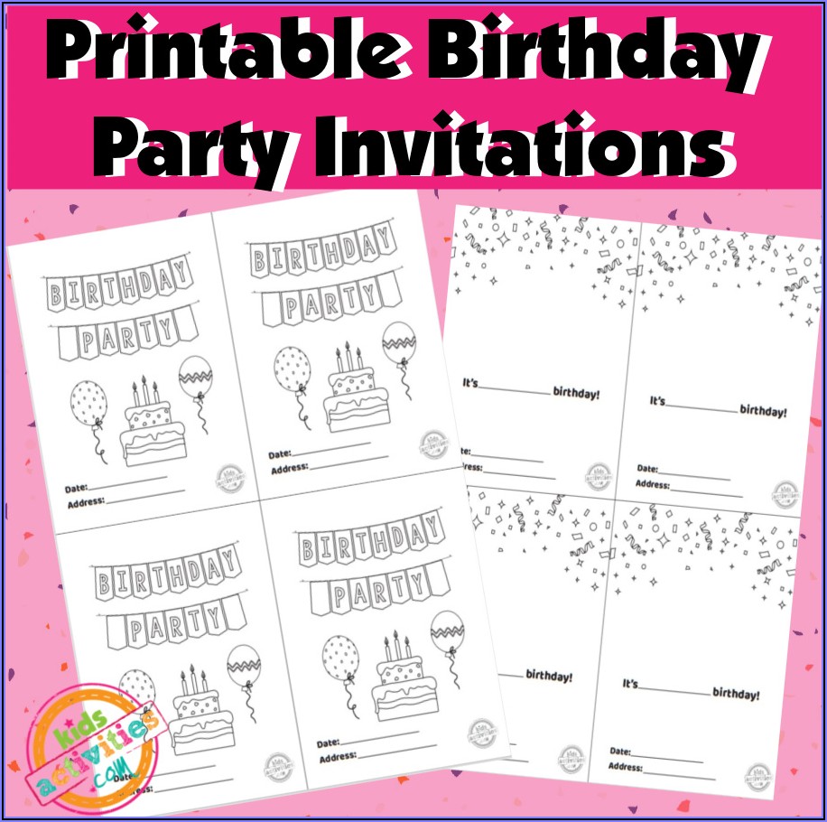 Printable Birthday Invitations Free No Download
