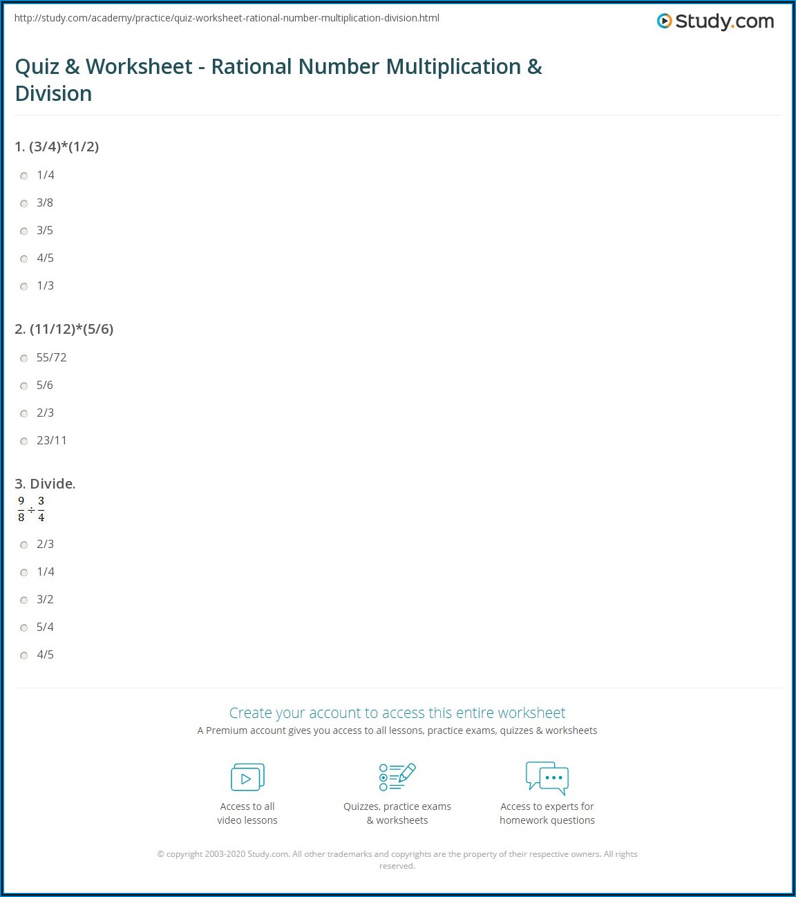 Rational Number Multiplication Worksheet