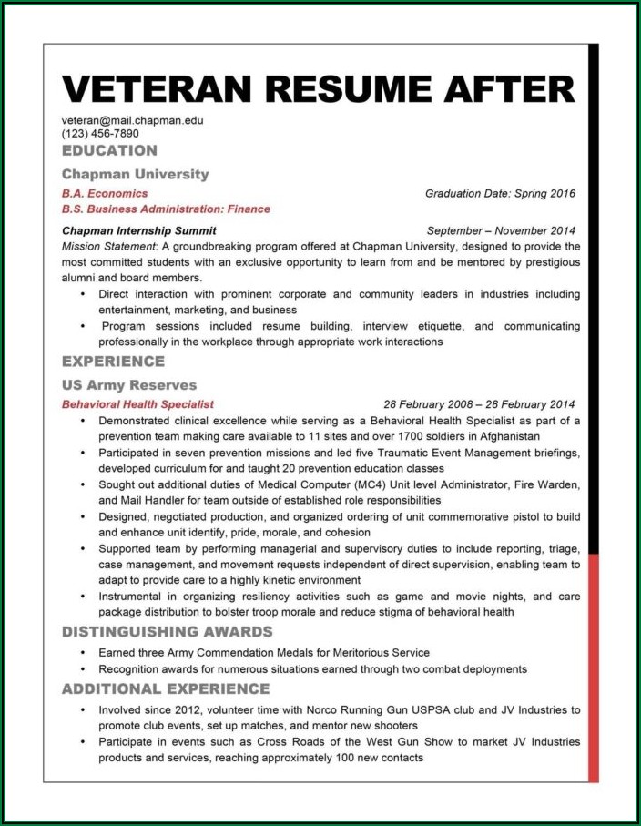 Resume Builder For Military Veterans