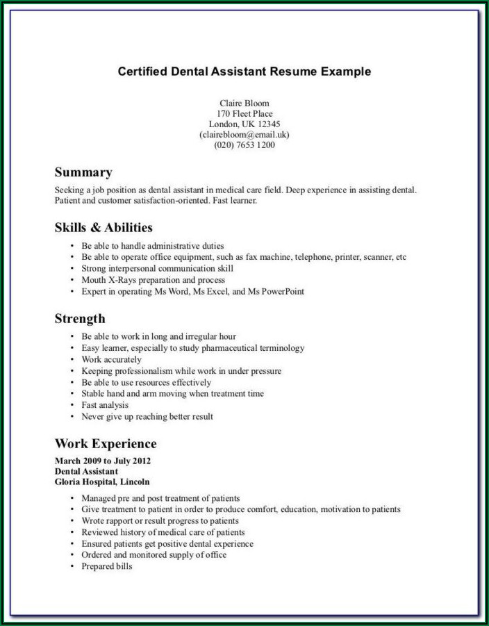 Resume Examples For Certified Nursing Assistant