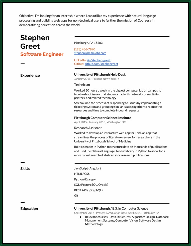 Resume Format For Freshers Computer Engineers Pdf Free Download
