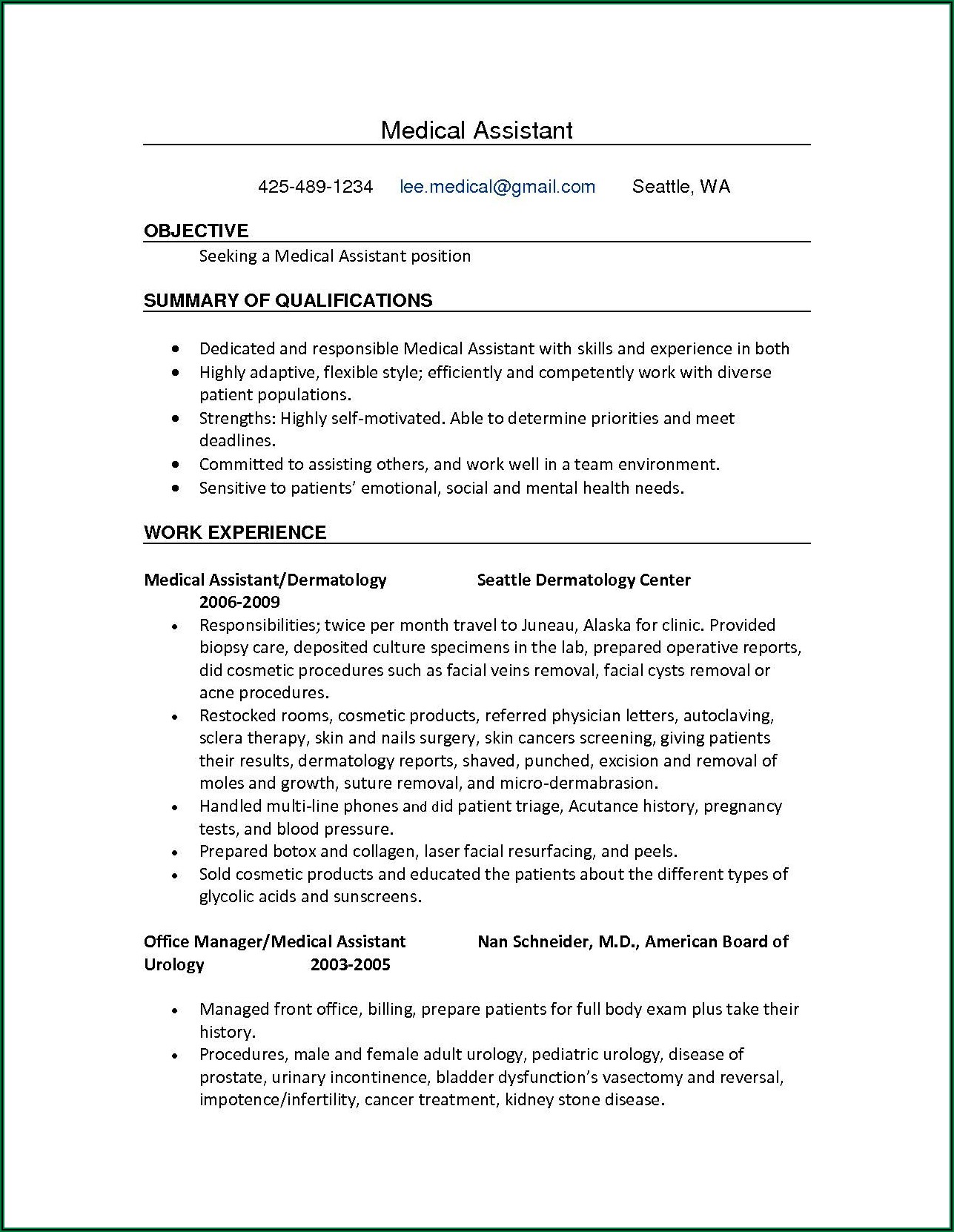 Resume Objective For Assistant Nurse Manager