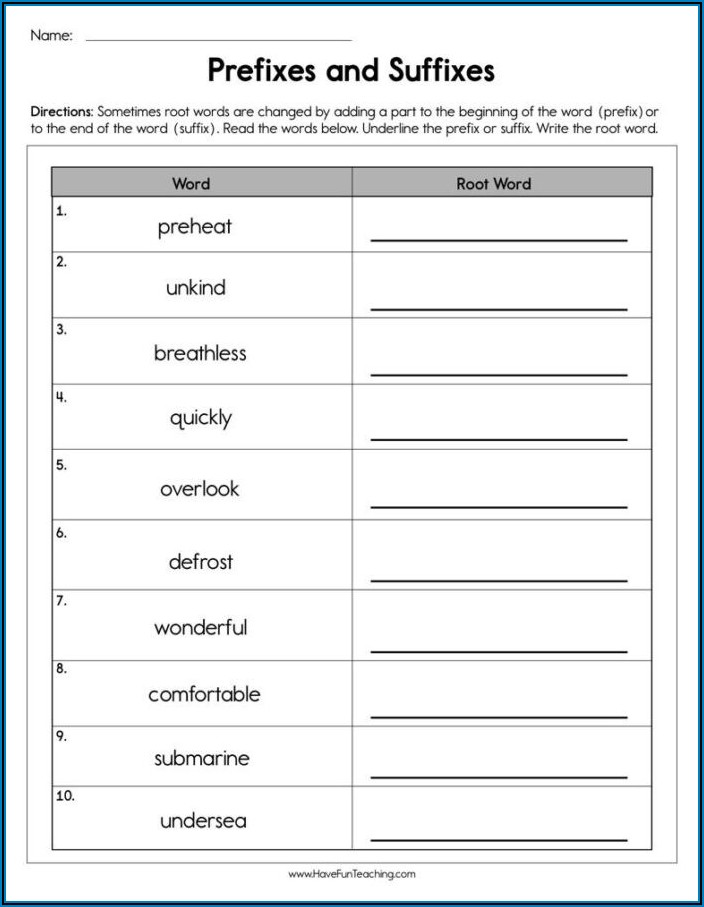 Root Words Worksheet High School