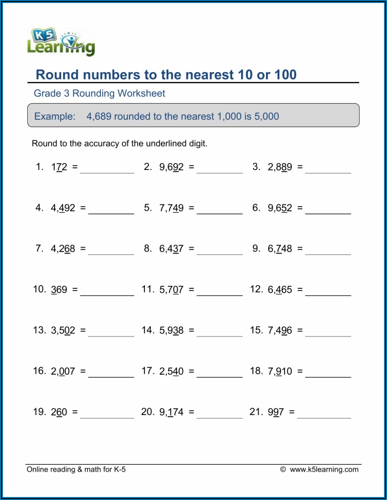 Rounding Numbers To The Nearest 10 Worksheet Grade 3