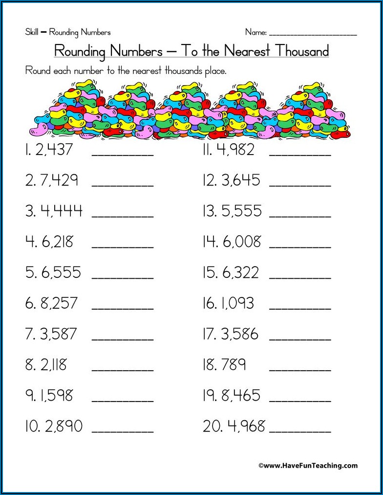Rounding Numbers Worksheets For 3rd Graders