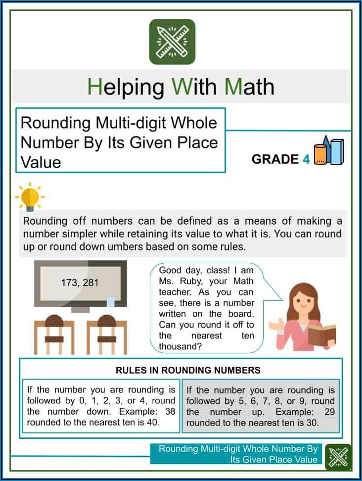 Rounding Off Whole Numbers Worksheet Grade 3