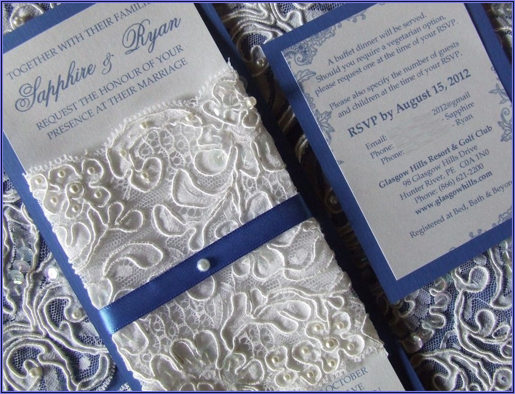 Royal Blue And White Wedding Invitation Cards