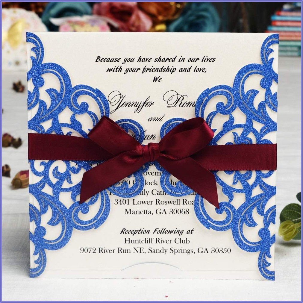Royal Blue Wedding Invitations Laser Cut