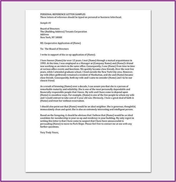 Sample Reference Letter For Immigration Application