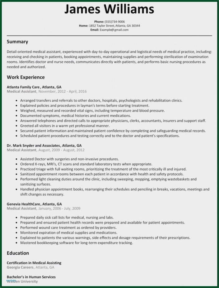 Sample Resume Objective For Nursing Assistant