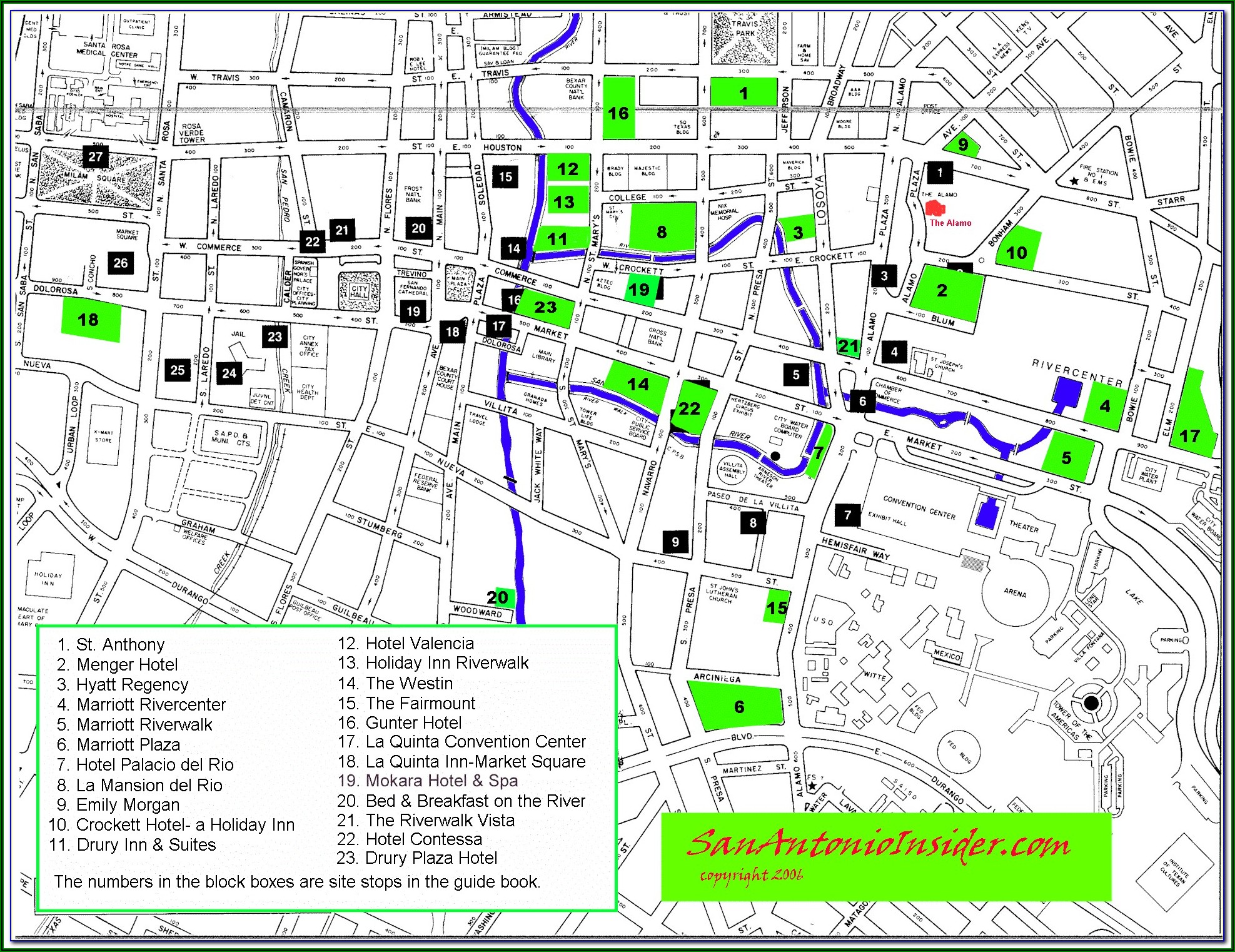 San Antonio Tx Riverwalk Hotels Map