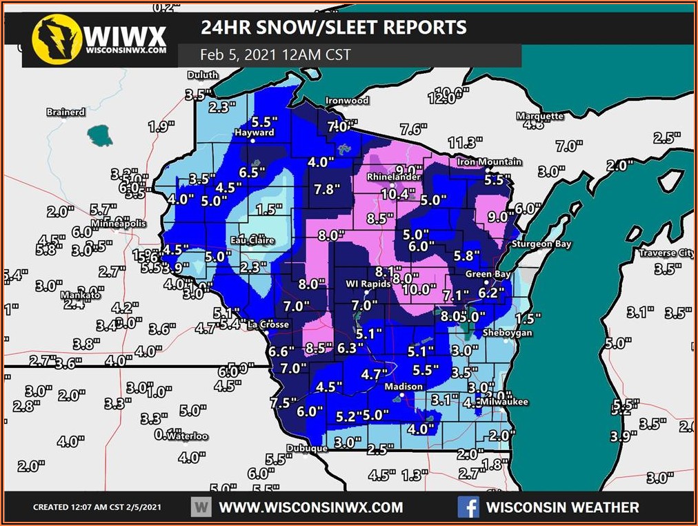 Snow Accumulation Forecast Map Wisconsin