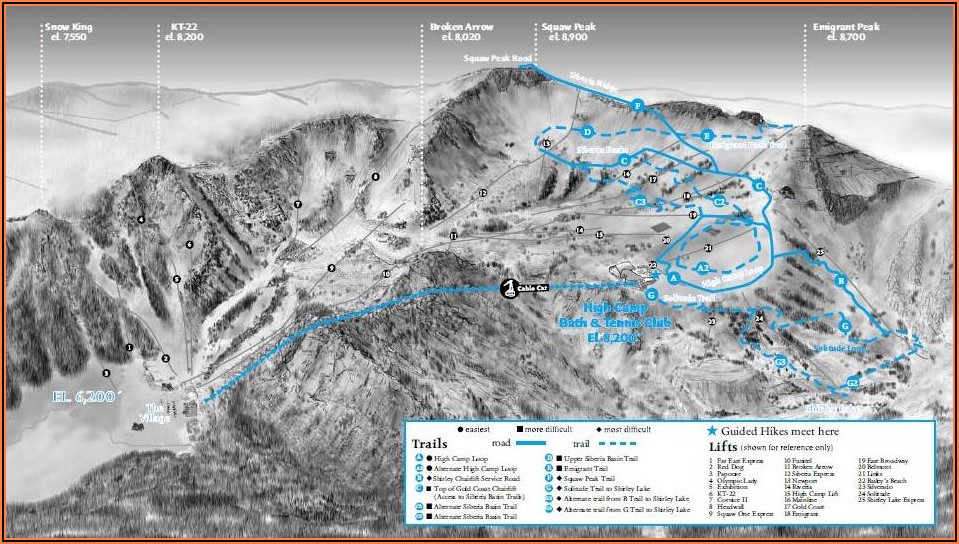 Squaw Valley Mountain Bike Trail Map