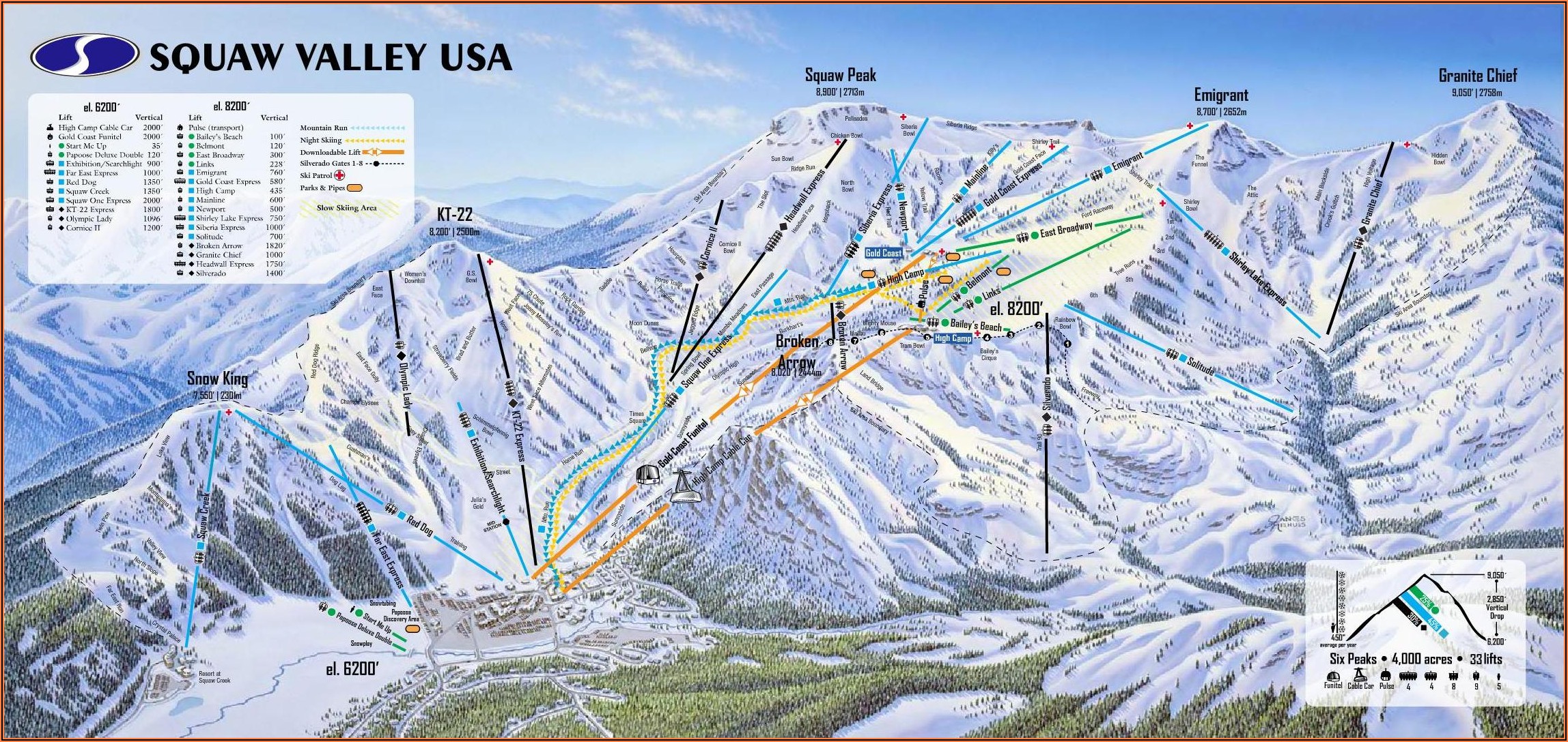Squaw Valley Ski Trail Map