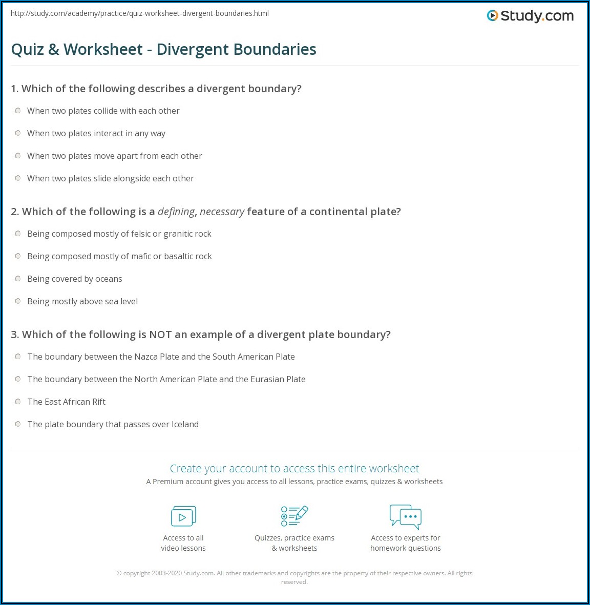 The Theory Of Plate Tectonics Worksheet Quizlet
